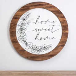 Wall Quotes & Signs-Kirkland's Home Round Home Sweet Home Greenery Wall Plaque White