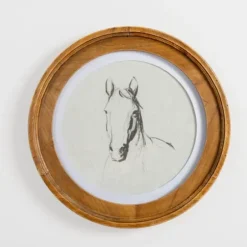 Framed Art-Kirkland's Home Round Horse Portrait Framed Art Print White