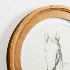 Framed Art-Kirkland's Home Round Horse Portrait Framed Art Print White