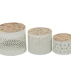 Baskets & Boxes-Kirkland's Home Round Intricate Laser Cut Boxes, Set Of 3 White