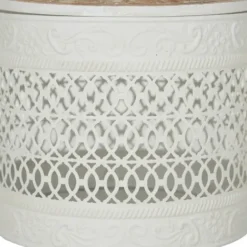 Baskets & Boxes-Kirkland's Home Round Intricate Laser Cut Boxes, Set Of 3 White