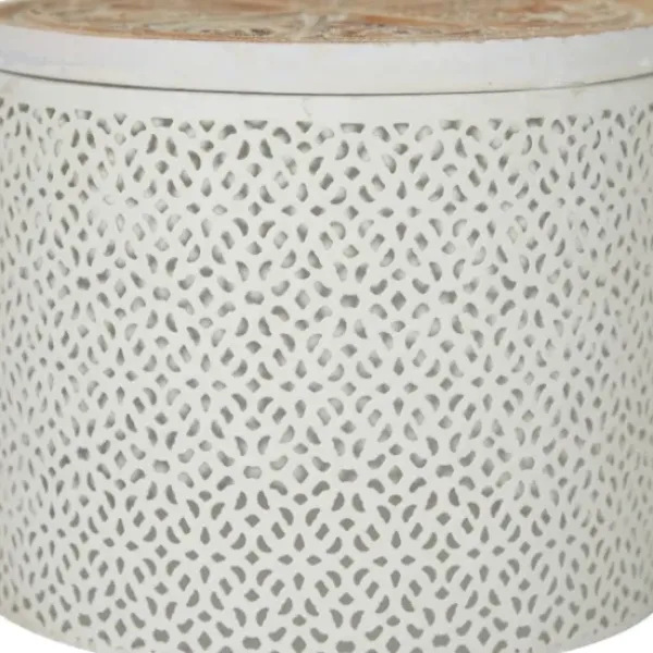 Baskets & Boxes-Kirkland's Home Round Intricate Laser Cut Boxes, Set Of 3 White