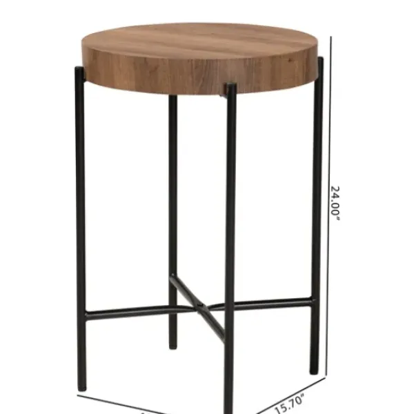 Accent & End Tables-Kirkland's Home Round Light Wood X Base Accent Table Brown