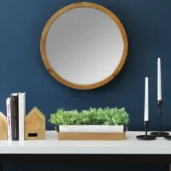 Framed Mirrors-Kirkland's Home Round Maddie Wood Mirror, 20 In.
