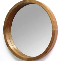 Framed Mirrors-Kirkland's Home Round Maddie Wood Mirror, 20 In.