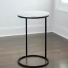 Accent & End Tables-Kirkland's Home Round Marble C-Table White