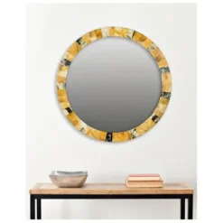 Decorative Mirrors-Kirkland's Home Round Marbleized Wall Mirror