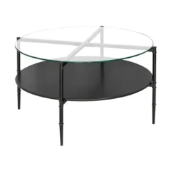 Coffee Tables-Kirkland's Home Round Martha Stewart Coffee Table Black