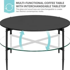 Coffee Tables-Kirkland's Home Round Martha Stewart Coffee Table Black