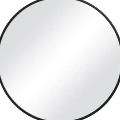 Framed Mirrors-Kirkland's Home Round Matte Black Thin Frame Mirror