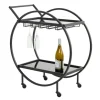 Kitchen Islands & Bar Carts-Kirkland's Home Round Metal And Glass 2-Ter Bar Cart Black