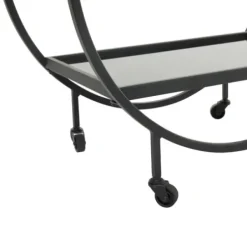 Kitchen Islands & Bar Carts-Kirkland's Home Round Metal And Glass 2-Ter Bar Cart Black