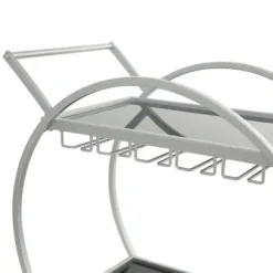 Kitchen Islands & Bar Carts-Kirkland's Home Round Metal And Glass 2-Ter Bar Cart Silver
