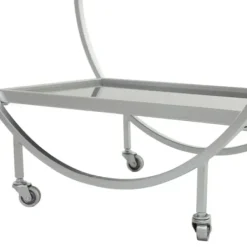 Kitchen Islands & Bar Carts-Kirkland's Home Round Metal And Glass 2-Ter Bar Cart Silver