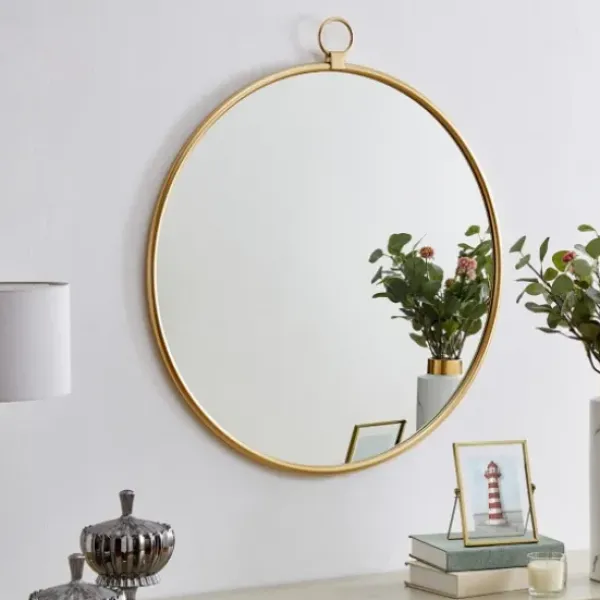 Decorative Mirrors-Kirkland's Home Round Metal Mirror With Ring Gold