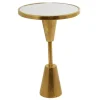 Accent & End Tables-Kirkland's Home Round Metal Mirrored Top Side Table Gold