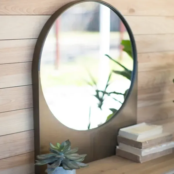 Decorative Mirrors-Kirkland's Home Round Mirror With Rectangular Base