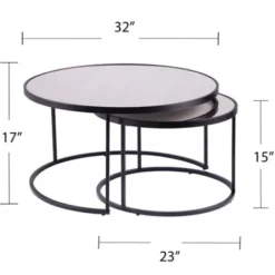 Coffee Tables-Kirkland's Home Round Mirrored Nesting Tables, Set Of 2 Black