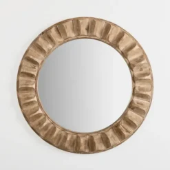 Decorative Mirrors-Kirkland's Home Round Natural Textured Wood Wall Mirror