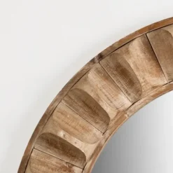 Decorative Mirrors-Kirkland's Home Round Natural Textured Wood Wall Mirror
