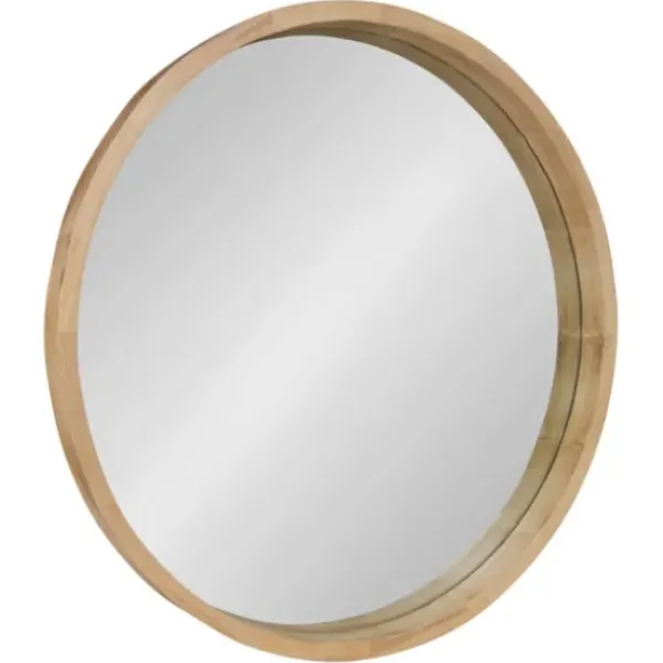 Decorative Mirrors-Kirkland's Home Round Natural Wood Hutton Mirror Tan