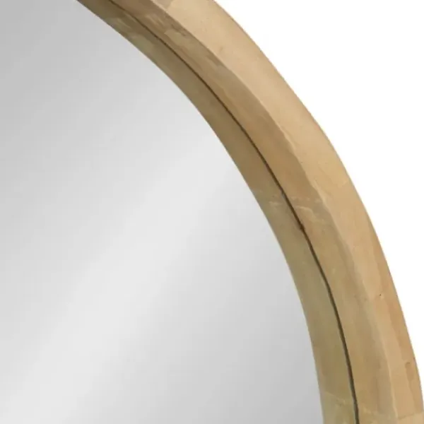 Decorative Mirrors-Kirkland's Home Round Natural Wood Hutton Mirror Tan