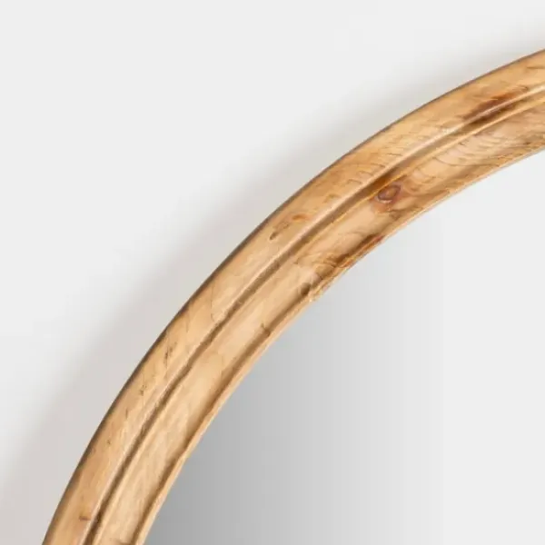 Decorative Mirrors-Kirkland's Home Round Natural Wood Ridged Mirror