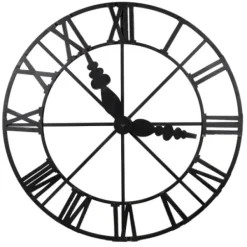 Clocks-Kirkland's Home Round Open Face Decorative Wall Clock Black