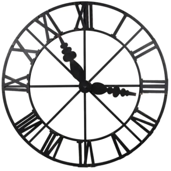 Clocks-Kirkland's Home Round Open Face Decorative Wall Clock Black