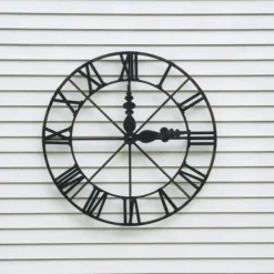 Clocks-Kirkland's Home Round Open Face Decorative Wall Clock Black