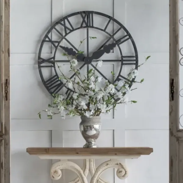 Clocks-Kirkland's Home Round Open Face Decorative Wall Clock Black