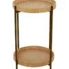 Accent & End Tables-Kirkland's Home Round Rattan 2-Tier Side Table Brown