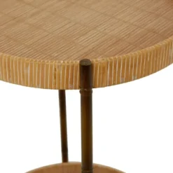 Accent & End Tables-Kirkland's Home Round Rattan 2-Tier Side Table Brown
