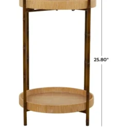Accent & End Tables-Kirkland's Home Round Rattan 2-Tier Side Table Brown