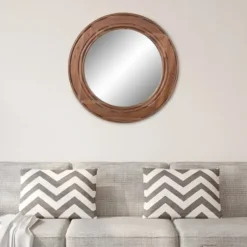 Decorative Mirrors-Kirkland's Home Round Reclaimed Wood Wall Mirror, 31.5 In.