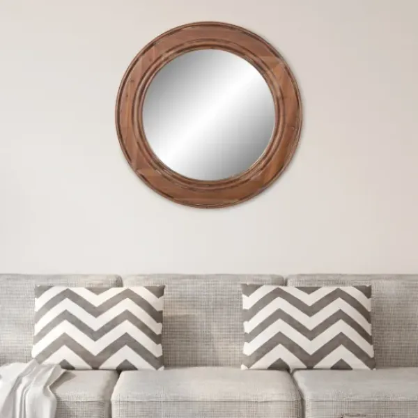 Decorative Mirrors-Kirkland's Home Round Reclaimed Wood Wall Mirror, 31.5 In.