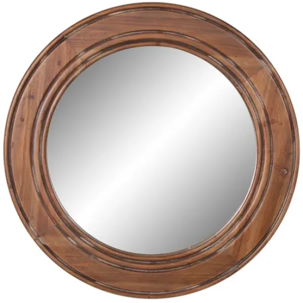 Decorative Mirrors-Kirkland's Home Round Reclaimed Wood Wall Mirror, 31.5 In.