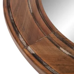 Decorative Mirrors-Kirkland's Home Round Reclaimed Wood Wall Mirror, 31.5 In.
