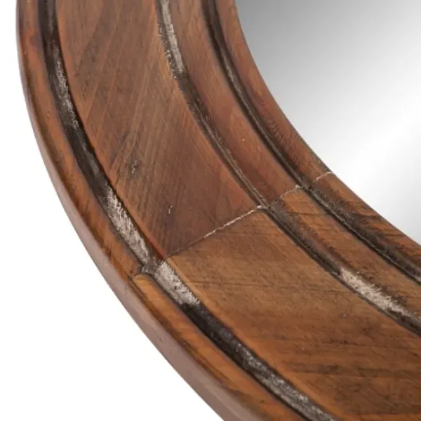 Decorative Mirrors-Kirkland's Home Round Reclaimed Wood Wall Mirror, 31.5 In.