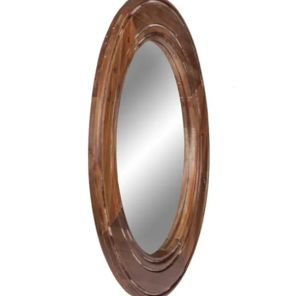 Decorative Mirrors-Kirkland's Home Round Reclaimed Wood Wall Mirror, 31.5 In.