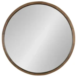 Decorative Mirrors-Kirkland's Home Round Rustic Wood Hutton Mirror Brown