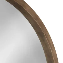 Decorative Mirrors-Kirkland's Home Round Rustic Wood Hutton Mirror Brown