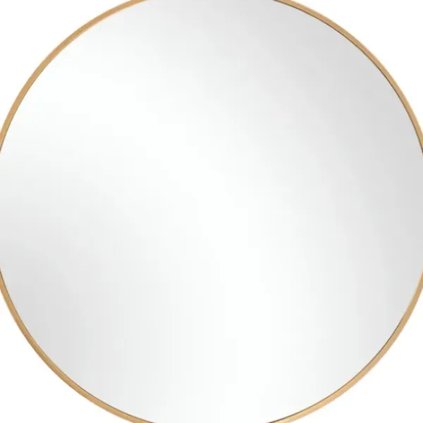 Framed Mirrors-Kirkland's Home Round Simple Frame Medium Wall Mirror Gold