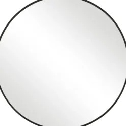 Framed Mirrors-Kirkland's Home Round Simple Frame Medium Wall Mirror Black