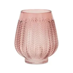 Vases-Kirkland's Home Round Textured Glass Vase, 6 In. Pink