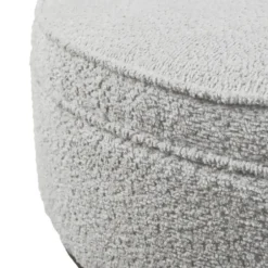 Benches & Ottomans-Kirkland's Home Round Upholstered Ottoman Gray