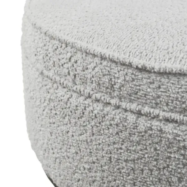Benches & Ottomans-Kirkland's Home Round Upholstered Ottoman Gray