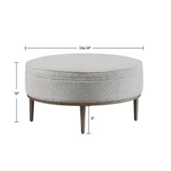Benches & Ottomans-Kirkland's Home Round Upholstered Ottoman Gray