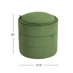 Benches & Ottomans-Kirkland's Home Round Velvet Storage Ottoman Green