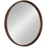 Decorative Mirrors-Kirkland's Home Round Walnut Wood Hutton Mirror Brown
